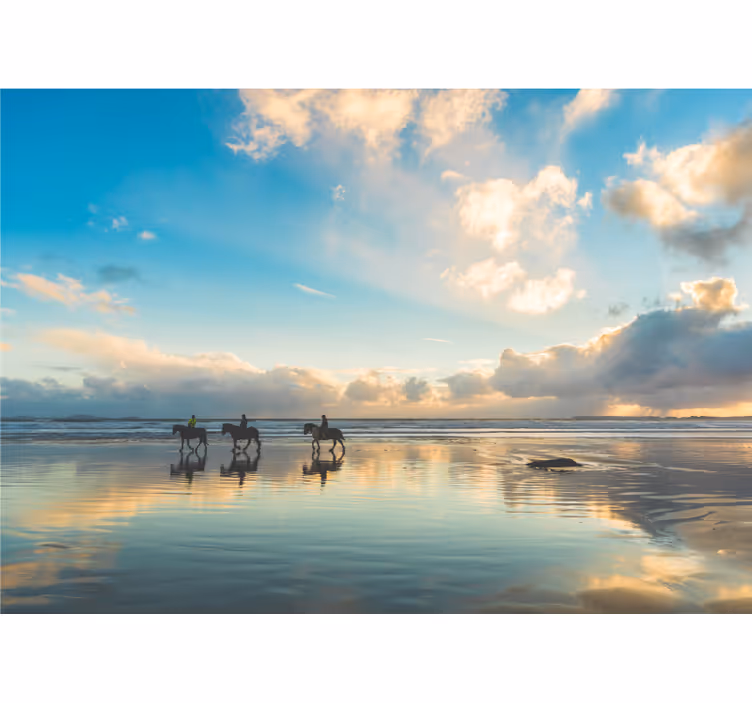 Landscape mural seaside horse riders - TenStickers
