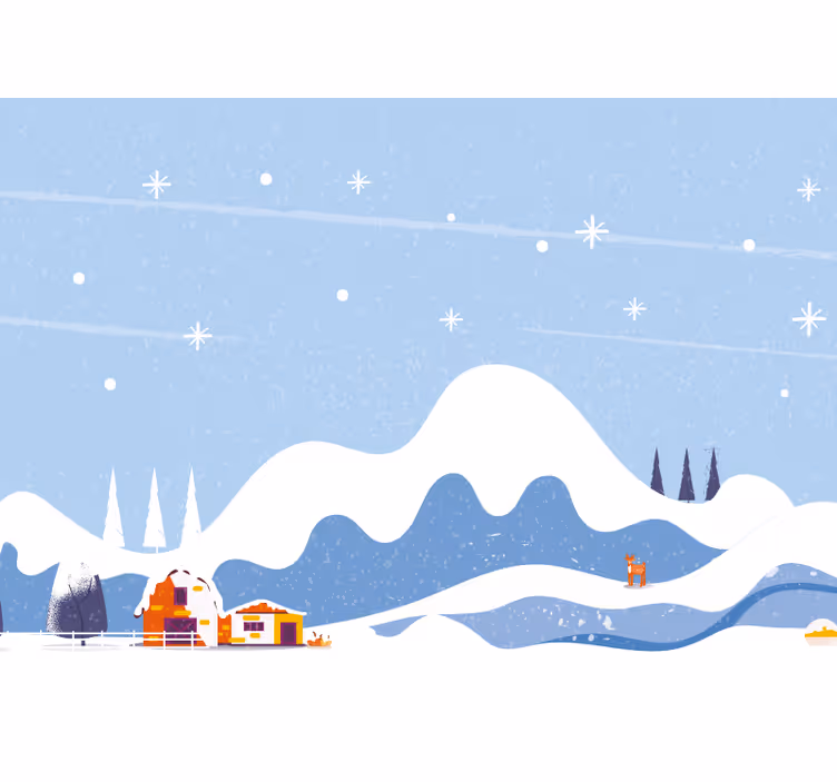 Drawn snowy mountain  kids wall mural - TenStickers