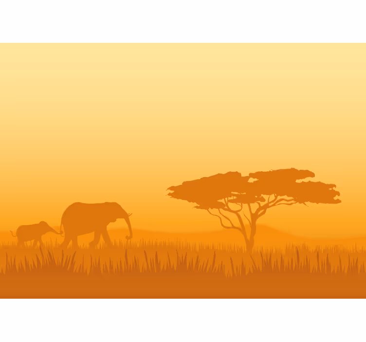 Elephants on Safari animal mural - TenStickers