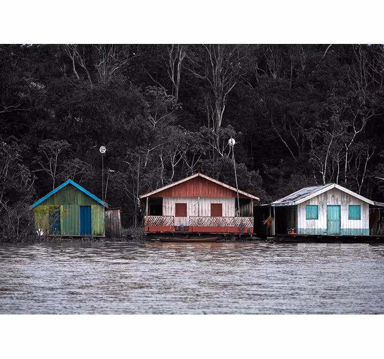 Colorful River Houses landscape mural - TenStickers