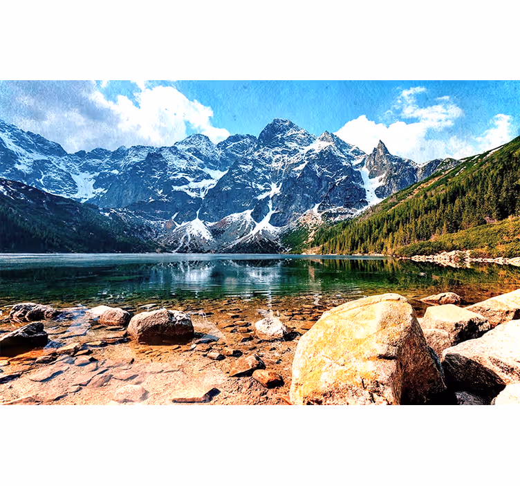 Mountain Lake Reflective View landscape mural - TenStickers