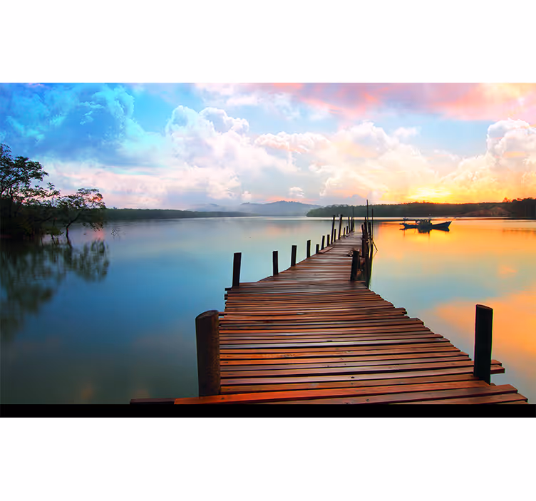 Landscape mural serene waterway path - TenStickers