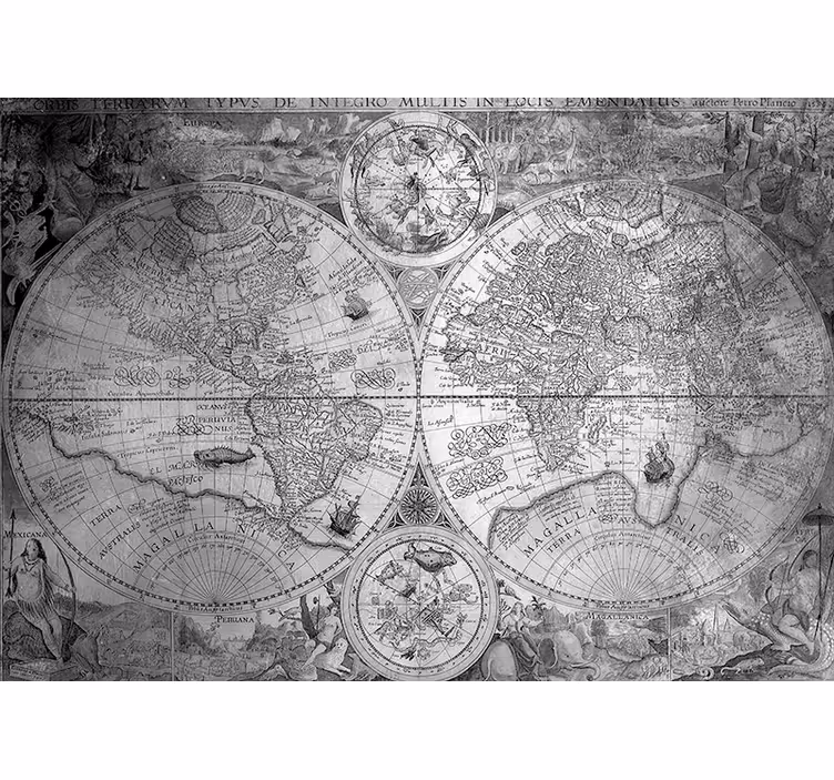 World map mural detailed historical map - TenStickers