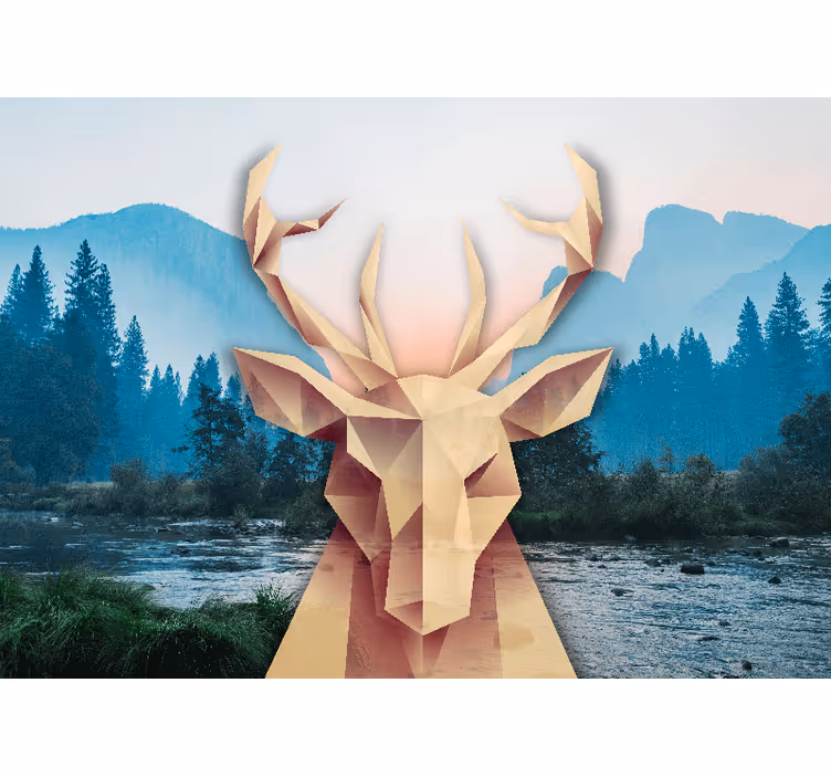 Geometric Stag Portrait animal mural - TenStickers