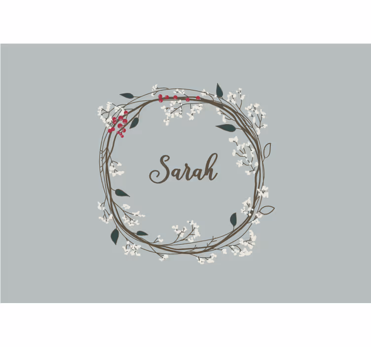 Floral name circle kids wall mural - TenStickers