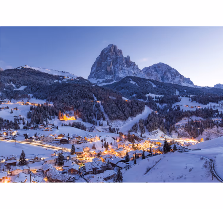 Snowy Mountain Village landscape mural - TenStickers