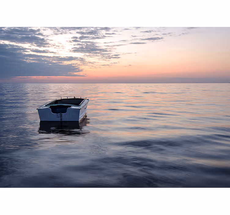 Lonely boat lake sea mural - TenStickers