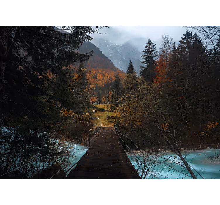 Wooden Bridge Path landscape mural - TenStickers