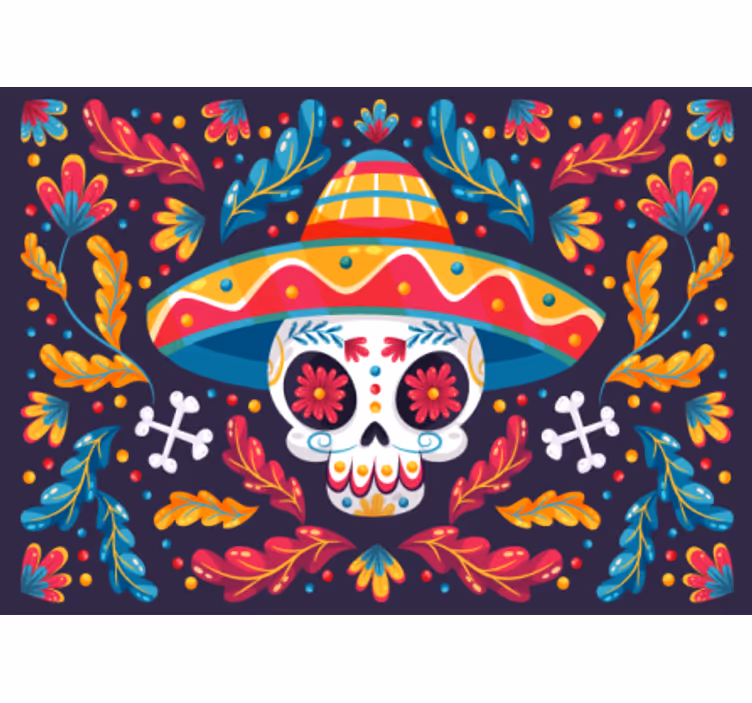 Animal mural colorful sugar skull design - TenStickers