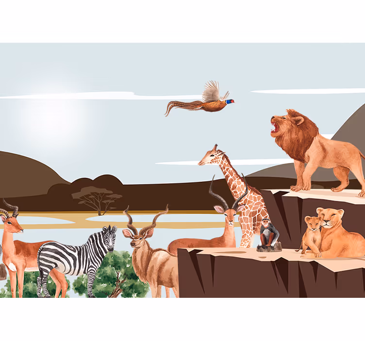 Majestic Wildlife Gathering animal mural - TenStickers