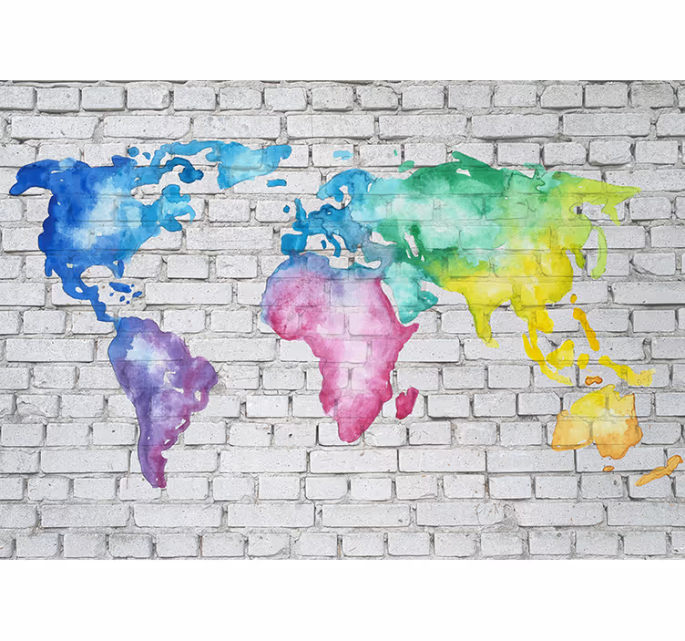 World map mural watercolor world map - TenStickers