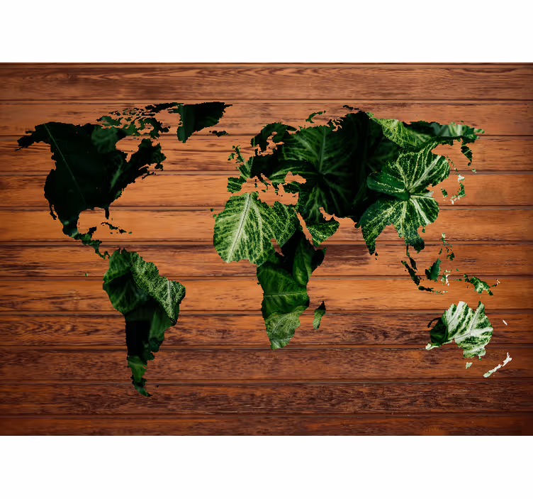 Global Map Foliage world map mural - TenStickers