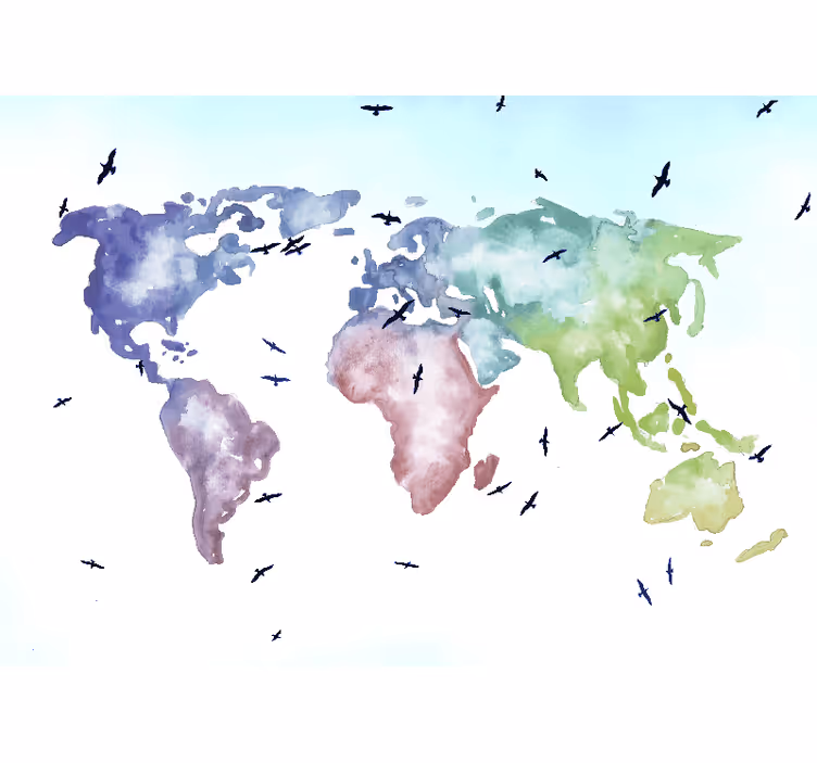 Colorful Worldwide Map world map mural - TenStickers