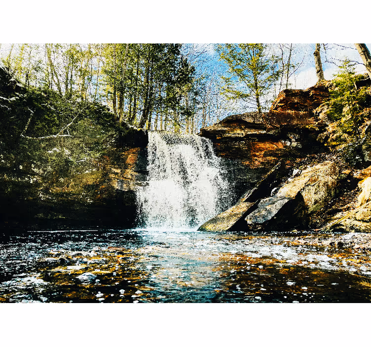 Serene Waterfall View waterfall mural - TenStickers