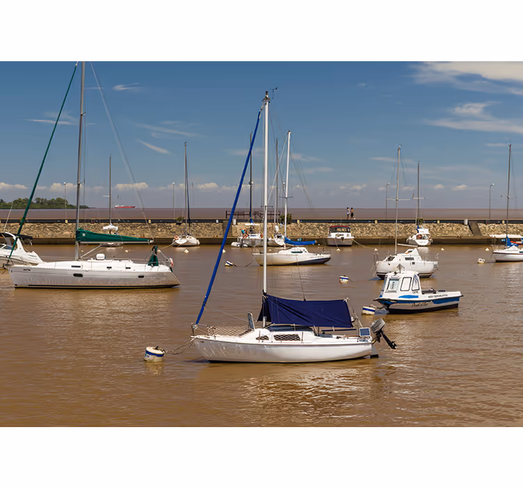 Sailboats in Harbor under the sea mural - TenStickers