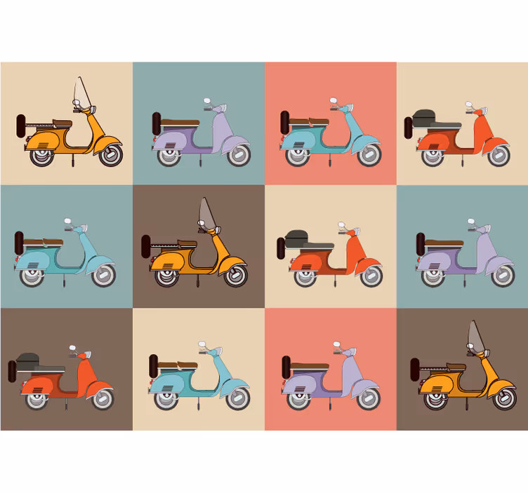 Vintage colorful bike pattern motor wall mural - TenStickers