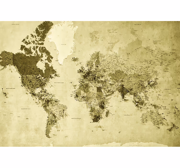 World map mural retro globe design - TenStickers