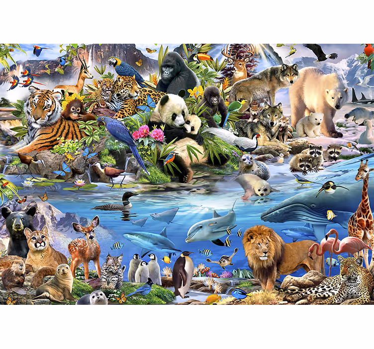 All kind of animals  wall mural - TenStickers
