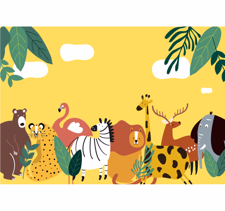 Animal mural vibrant creature parade - TenStickers