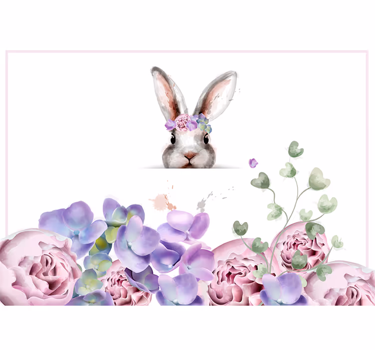 Bunny with flower crown wall mural - TenStickers