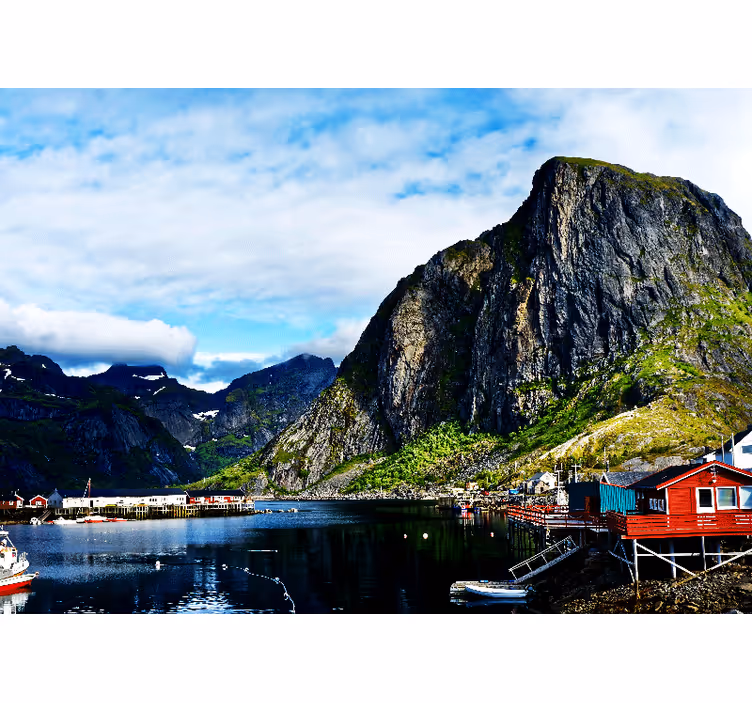 Landscape mural mountainous coastal view - TenStickers