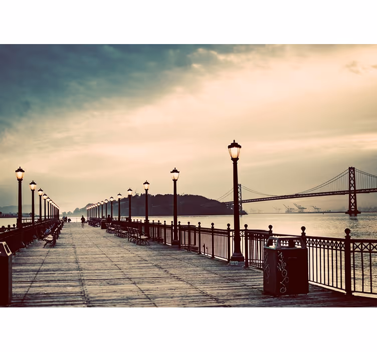 Scenic Waterfront View city wall mural - TenStickers