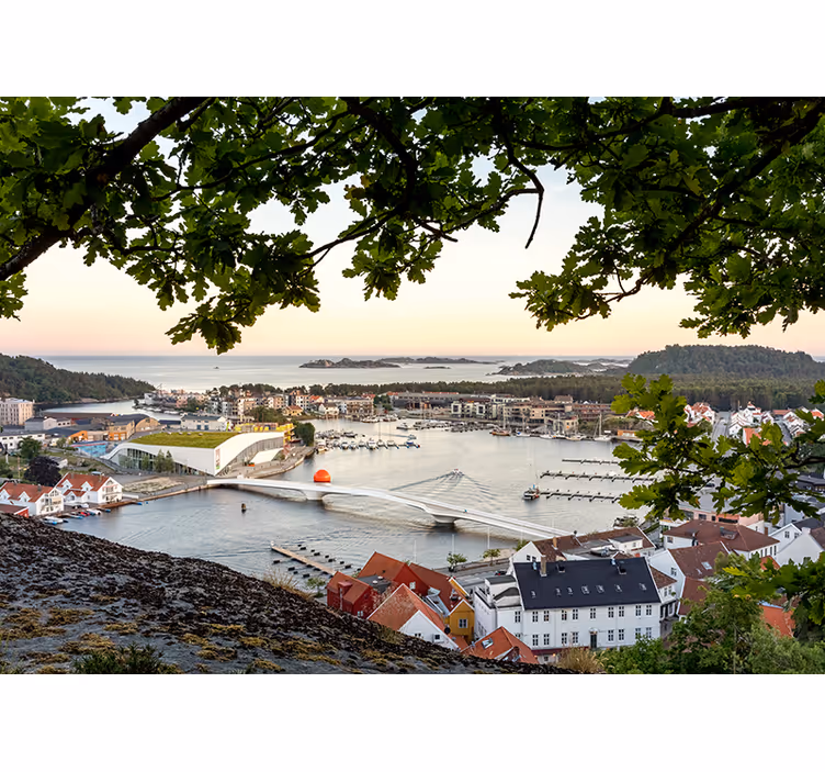 City wall mural charming coastal landscape - TenStickers