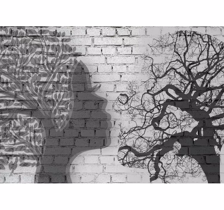 Painting mural woman silhouette profile - TenStickers