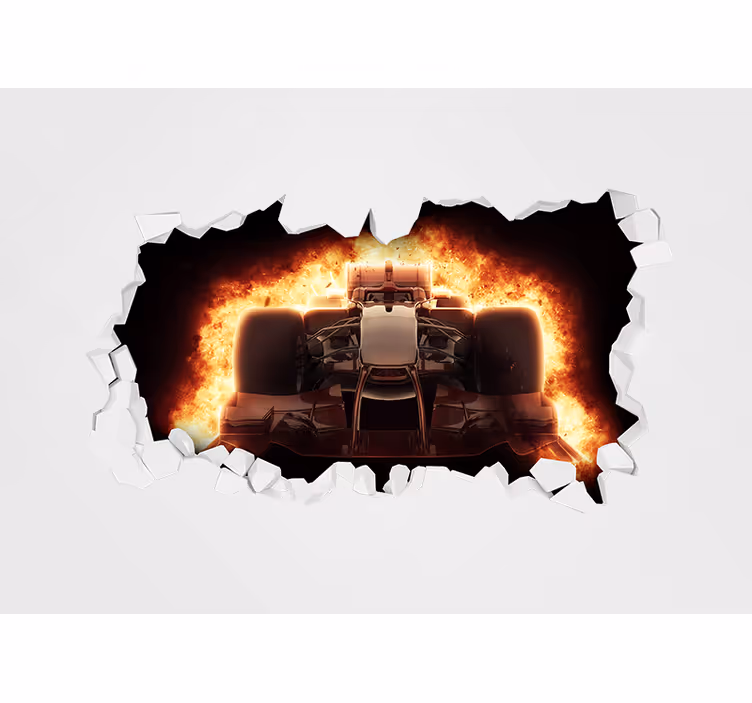 Racing Car Explosion vehicle wall mural - TenStickers