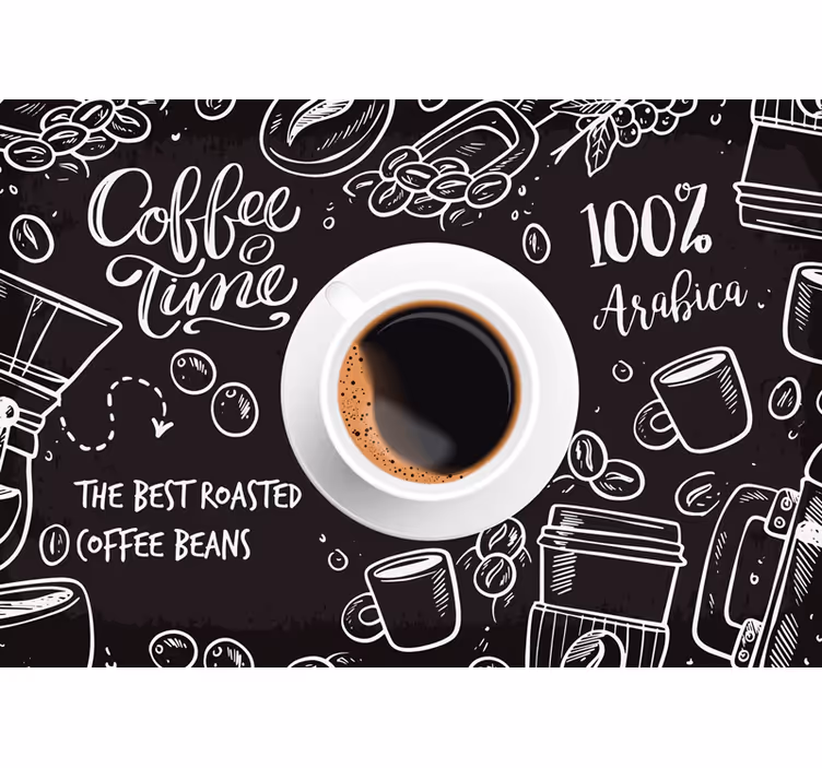 Coffee time design phrase wall mural - TenStickers