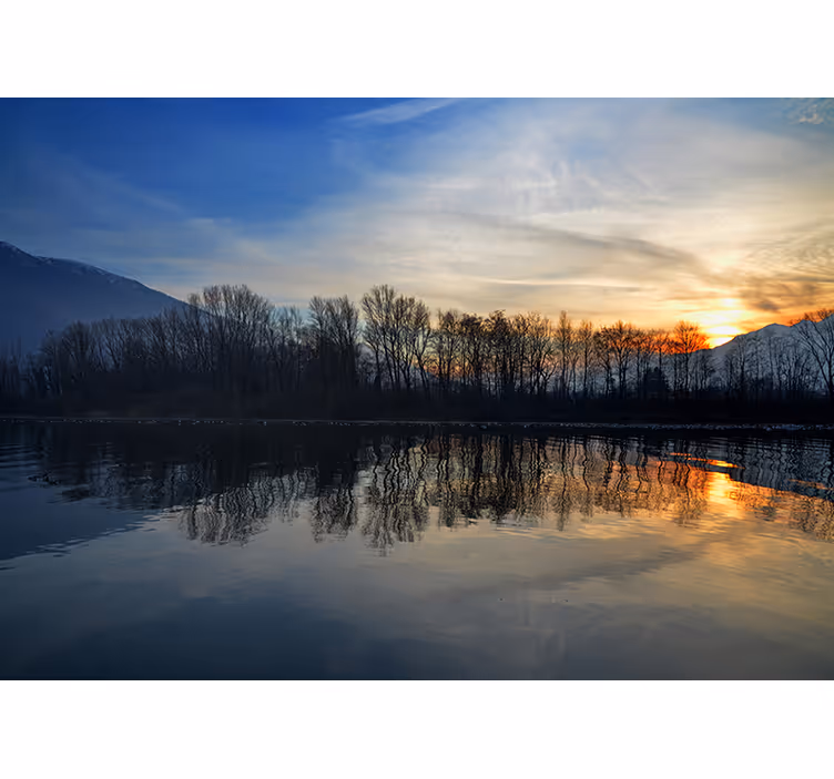 Tranquil Lake Sunset landscape mural - TenStickers