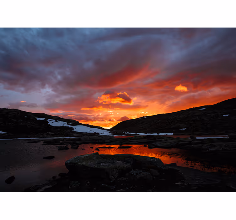 Landscape mural stunning sunset reflection - TenStickers