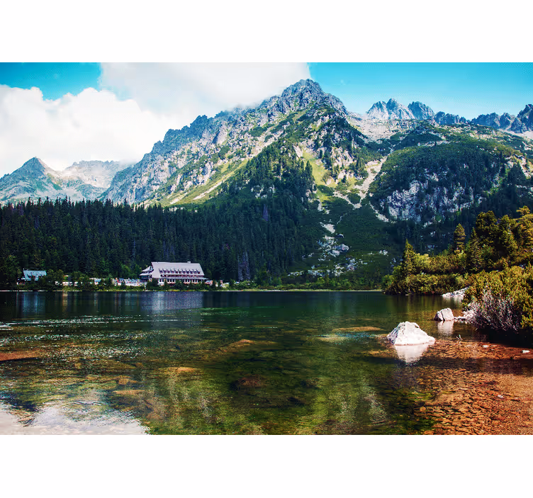 Landscape mural mountain lake view - TenStickers