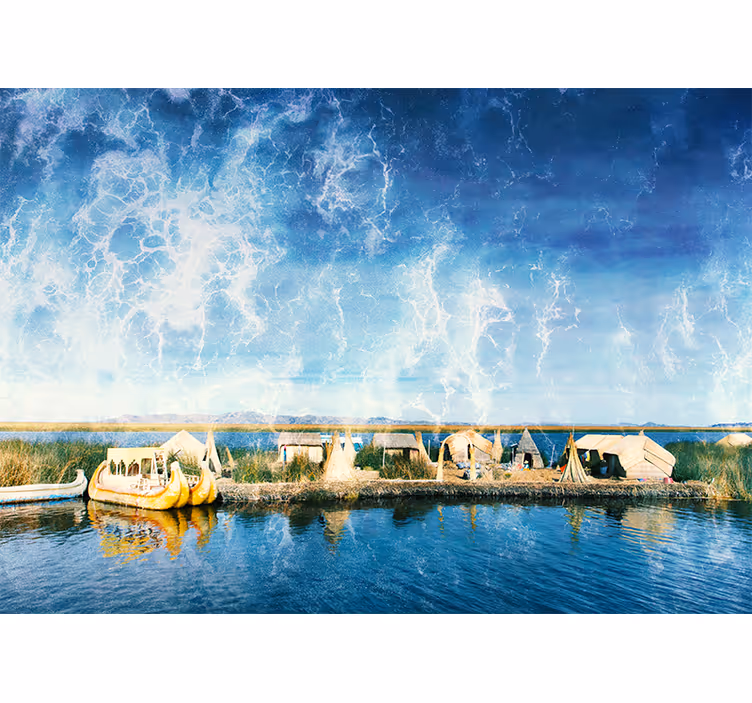 Landscape mural serene waterway view - TenStickers