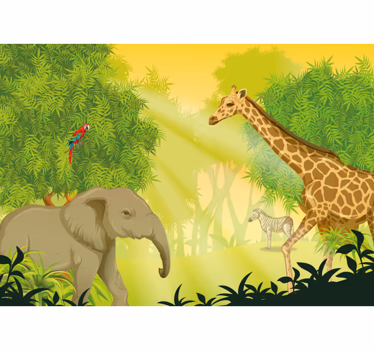 Animal mural savanna safari landscape - TenStickers