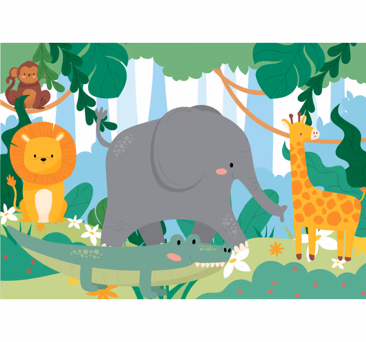 Animal mural friendly jungle creatures - TenStickers