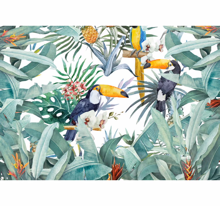 Animal mural toucans among foliage - TenStickers