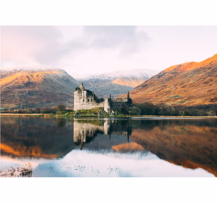 Scottish castle reflection landscape mural - TenStickers
