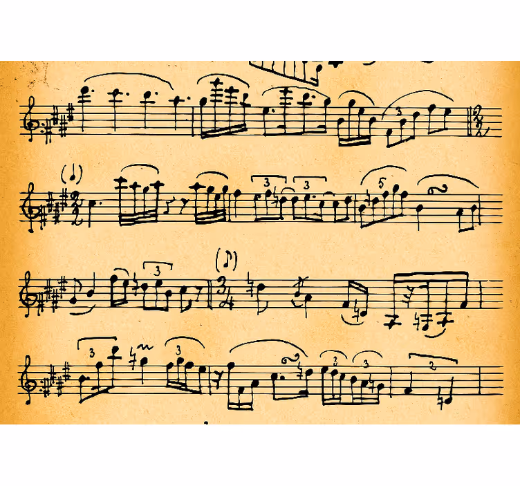 Vintage music sheet music notes wall mural - TenStickers