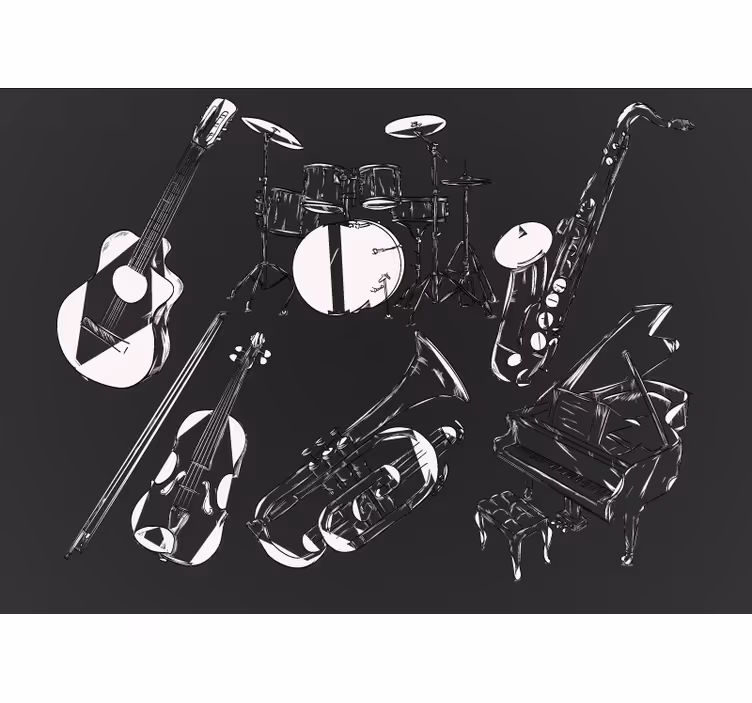 Music wall mural musical instruments collection - TenStickers