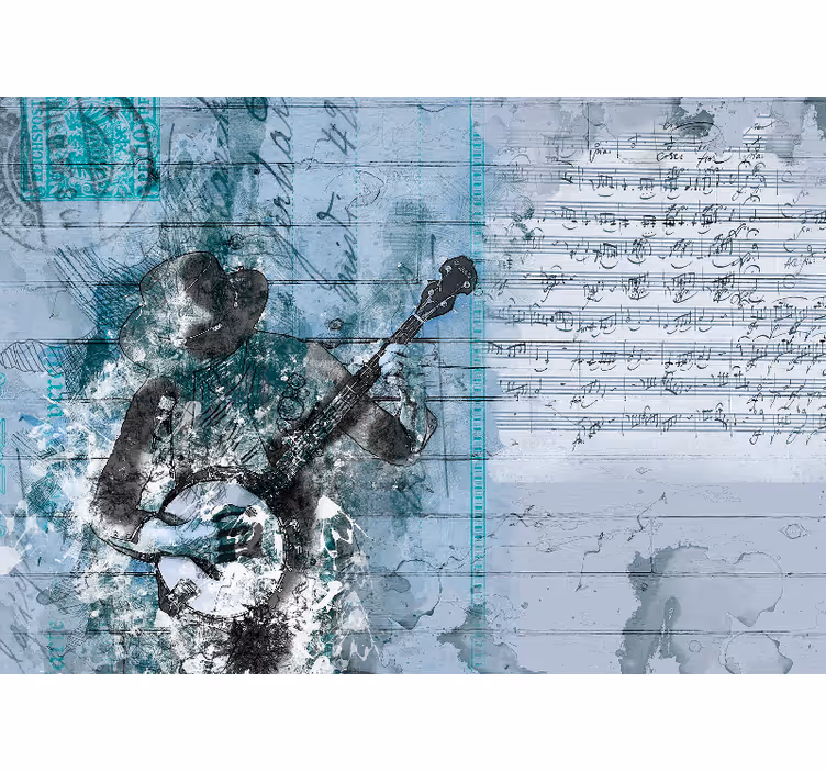 Abstract musical design music notes wall mural - TenStickers