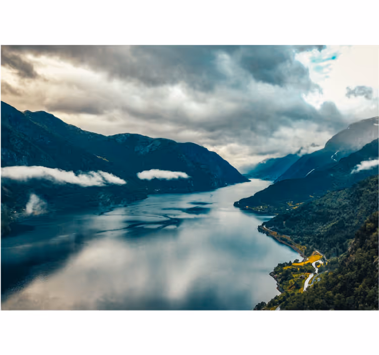 Landscape mural mountain lake reflection - TenStickers