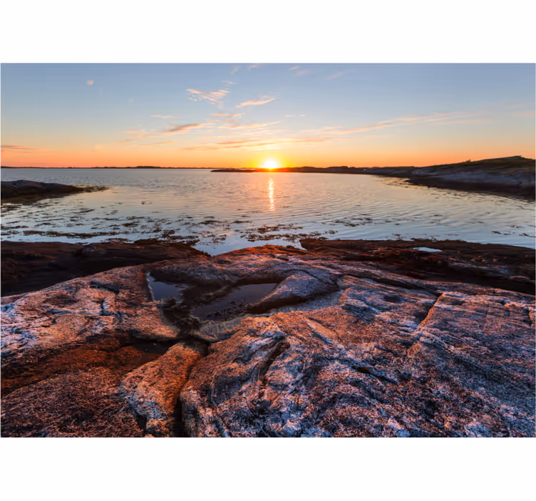 Landscape mural serene sunset over water - TenStickers