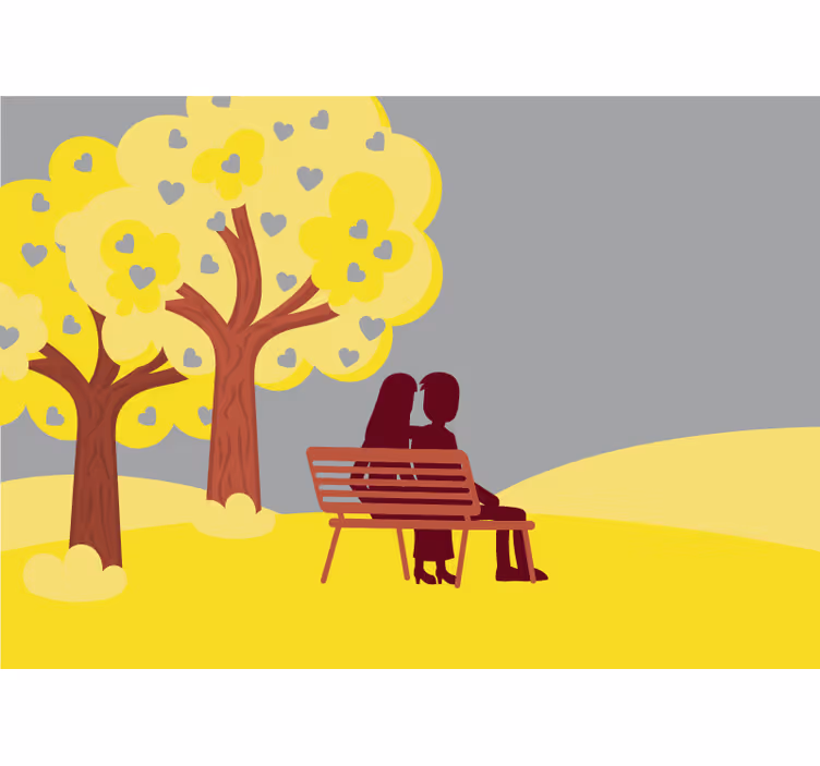 Romantic wall mural of a loving couple silhouette - TenStickers