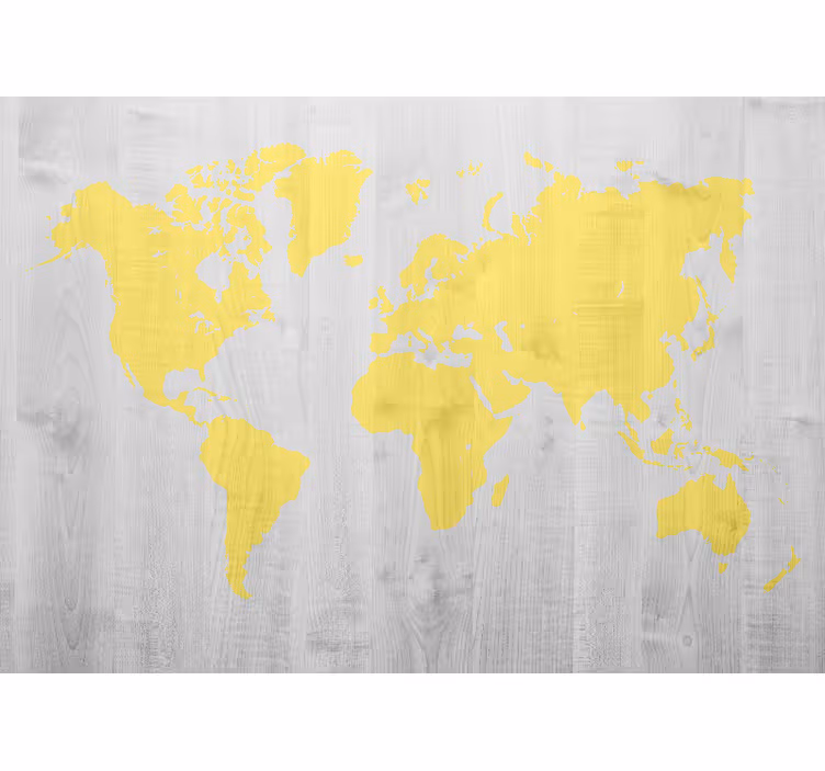 World map mural yellow world map - TenStickers