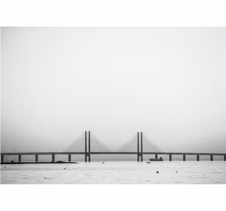 City wall mural bridge over water - TenStickers