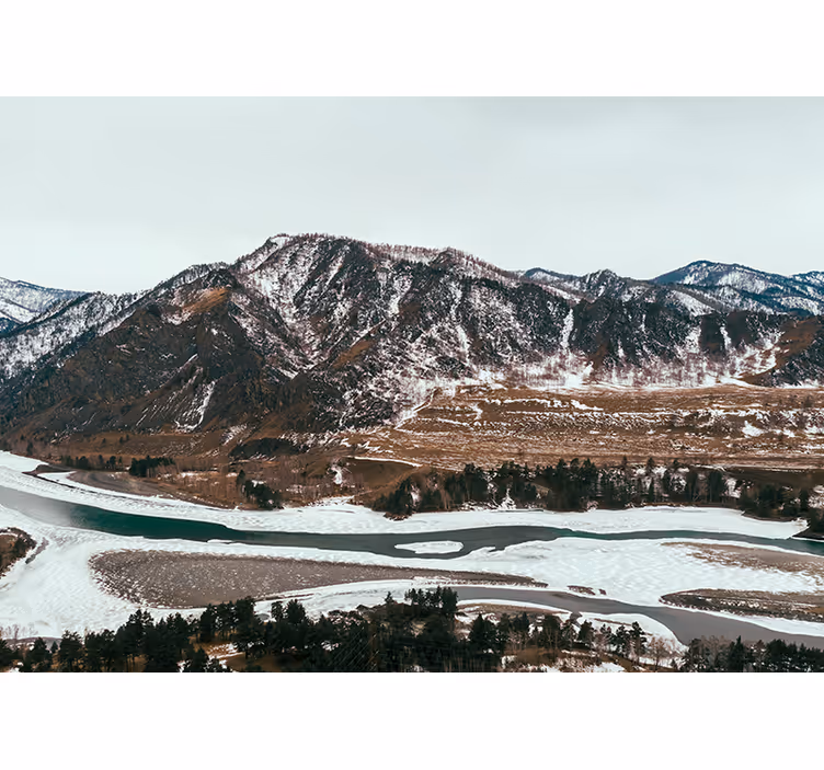 Landscape mural mountain river scene - TenStickers