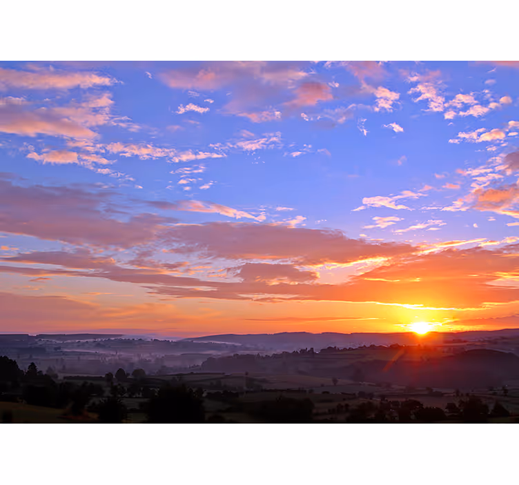 Landscape mural sunset over hills - TenStickers