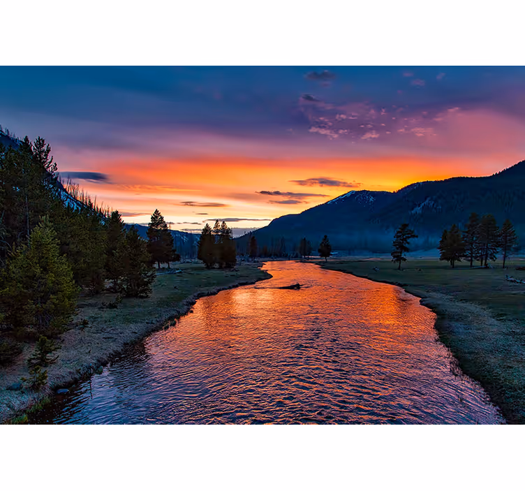 Sunset River Vista landscape mural - TenStickers