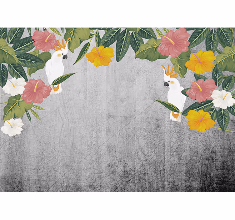 Animal mural cockatoo floral frame - TenStickers